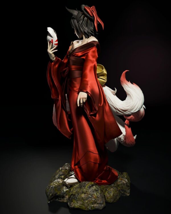 Amaterasu  Kitsune Goddess Resin Figure- Unpainted 3D Printed Garage Kit - Fantasy Collectible