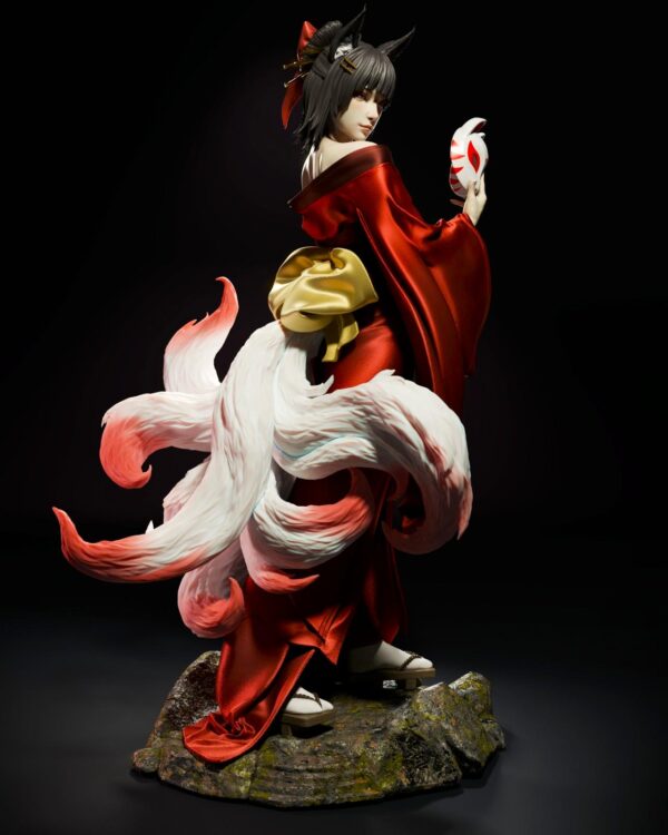 Amaterasu  Kitsune Goddess Resin Figure- Unpainted 3D Printed Garage Kit - Fantasy Collectible