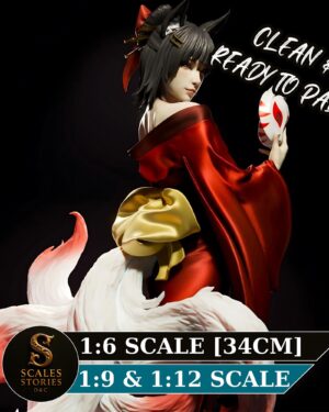 Amaterasu  Kitsune Goddess Resin Figure- Unpainted 3D Printed Garage Kit - Fantasy Collectible