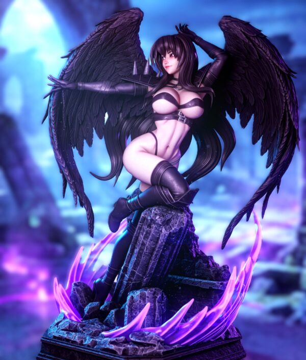 il_fullxfull.8014889227_1z6m.jpg Dark Fallen Angel Resin Figure - Unpainted 3D Printed Garage Kit - Anime Collectible