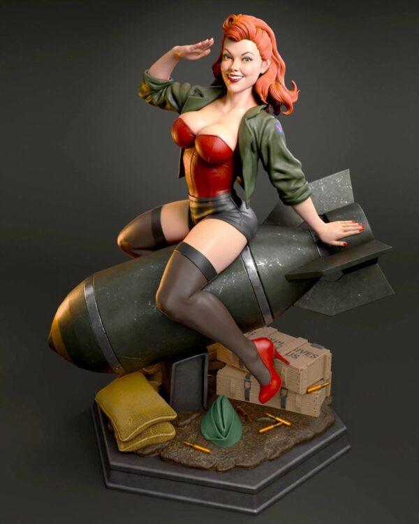 Air Force Girl Bombshell Resin Figure Unpainted 3D Printed Garage Kit - Pin Up Collectible