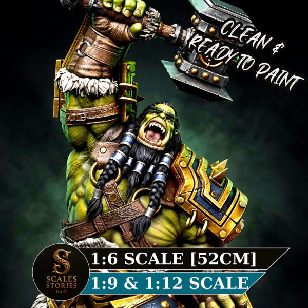 il_fullxfull.8041964566_cq43.jpg Orc Warrior Resin Figure - Unpainted 3D Printed Garage Kit - Fantasy Collectible